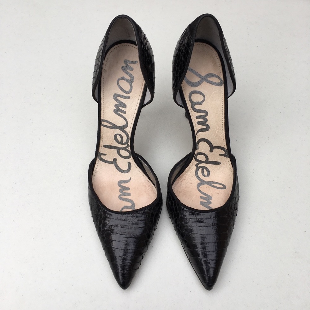 Sam Edelman Delilah Snakeskin D’Orsey Pointed Heels Pumps Size 6